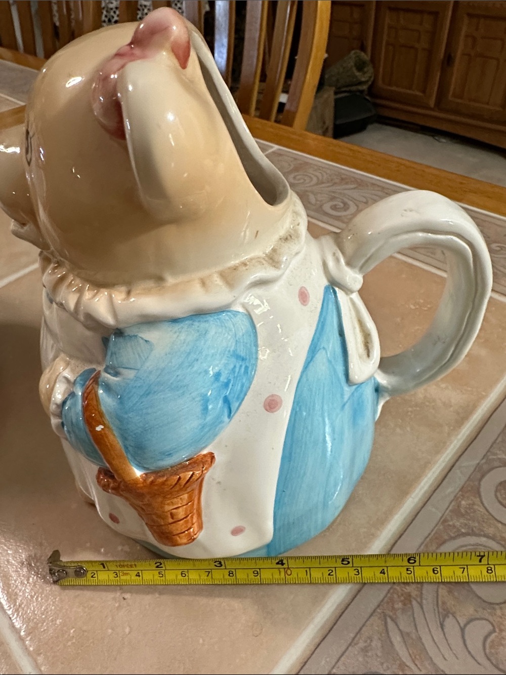 VTG Ceramic Bear Cookie Jars - Cream and Blue Decorative Set - Picture 8 of 14